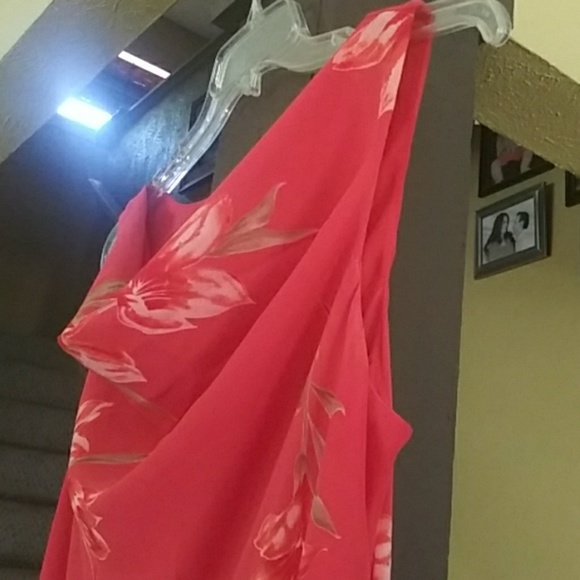 Studio I Salmon/Orange Floral Sun Dress Sz 16 - Picture 4 of 5